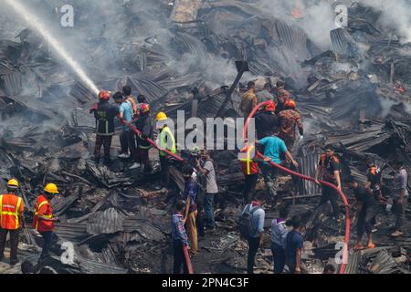 4 April, 2023. Fire in Bongobazar Market. Stock Photo