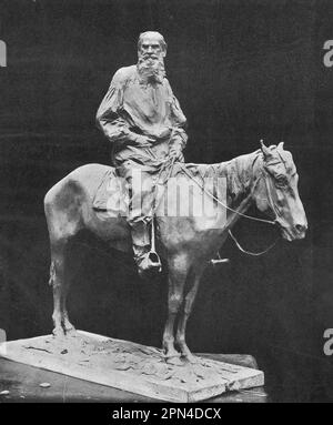 Leo Tolstoy. Sculpture of Prince Paolo Trubetskoy. Photo from 1910. Stock Photo