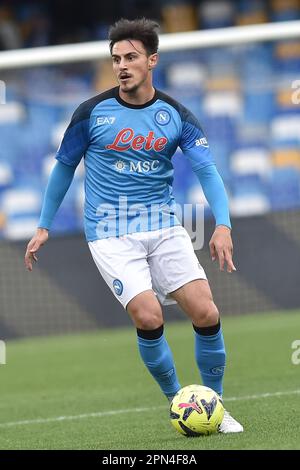Napoli, Italy. 15th Apr, 2023. Eljif Elmas of SSC Napoli in action during the Serie A match between SSC Napoli vs Hekkas Verona at Diego Armando Maradona on April 15, 2023 in Naples, italy (Credit Image: © Agostino Gemito/Pacific Press via ZUMA Press Wire) EDITORIAL USAGE ONLY! Not for Commercial USAGE! Stock Photo