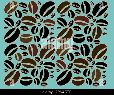 Coffee beans are seen arranged into a background image that is a vector. Stock Vector