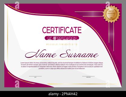 Certificate. The layout of the certificate of recognition of education, training, achievements. Four color designs Stock Vector