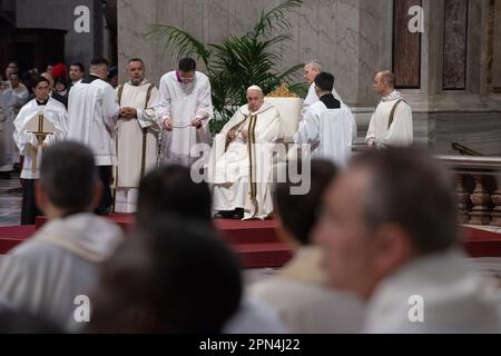 April 06, 2023 - Vatican: Pope Francis celebrates in St. Peter's Basilica the Mass of Chrism on the occasion of Holy Thursday of Easter Week. © Andrea Sabbadini Stock Photo