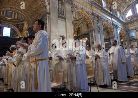 April 06, 2023 - Vatican: Pope Francis celebrates in St. Peter's Basilica the Mass of Chrism on the occasion of Holy Thursday of Easter Week. © Andrea Sabbadini Stock Photo