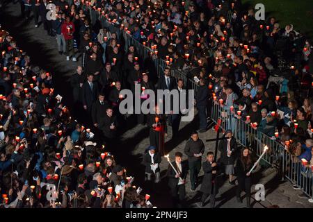 April 07, 2023 - Rome, Italy: Via Crucis (Way of the Cross) on Good Friday, Pope Francis followed the Colosseum appointment from Casa Santa Marta to avoid further health problems just days after being admitted to Gemelli Hospital. © Andrea Sabbadini Stock Photo