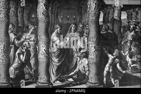 Jesus Christ healing a man lame from birth, the Apostles, New Testament ...