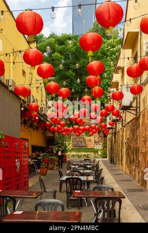 Red Chinese Lanterms on Lorong Petaling, Kuala Lumpur, Malaysia Stock Photo