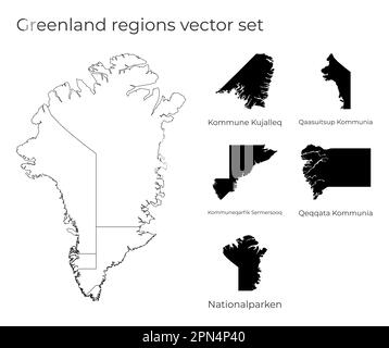 Greenland map with shapes of regions. Blank vector map of the country with regions. Borders of the country for your infographic. Vector illustration. Stock Vector