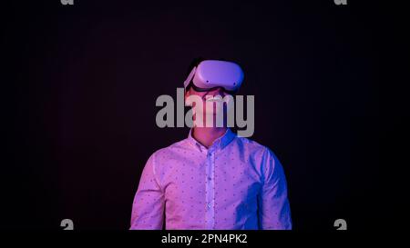 Man Exploring Virtual Reality Stock Photo