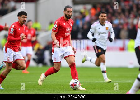 Nottingham, UK. 16th April 2023. Felipe of Nottingham Forest during the Premier League match between Nottingham Forest and Manchester United at the City Ground, Nottingham on Sunday 16th April 2023. (Photo: Jon Hobley | MI News) Credit: MI News & Sport /Alamy Live News Stock Photo