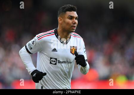 Nottingham, UK. 16th April 2023. Casemiro of Manchester United during the Premier League match between Nottingham Forest and Manchester United at the City Ground, Nottingham on Sunday 16th April 2023. (Photo: Jon Hobley | MI News) Credit: MI News & Sport /Alamy Live News Stock Photo