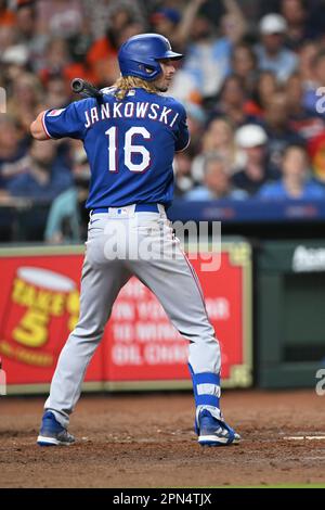 Travis Jankowski of the Texas Rangers stands in the batter's box