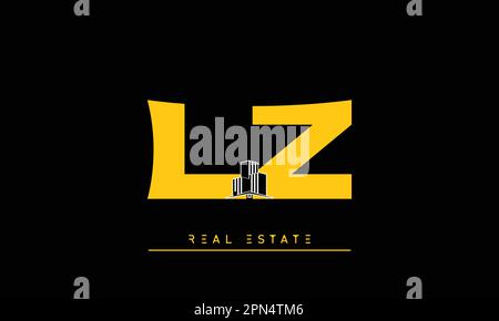 Real Estate letters Modern Creative logo LZ , ZL Stock Vector