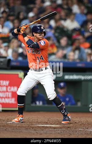 Houston Astros second baseman Mauricio Dubon (14) turns an unassisted ...