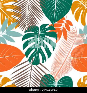 Tropical pattren leaves on a white background Stock Vector