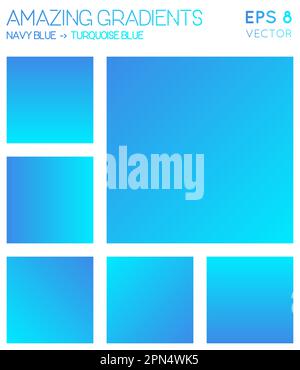Colorful gradients in navy blue, turquoise blue color tones. Alive gradient background, bizarre vector illustration. Stock Vector