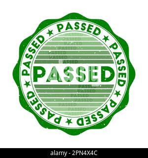 Passed badge. Grunge word round stamp with texture in Hulk color theme. Vintage style geometric passed seal with gradient stripes. Stock Vector