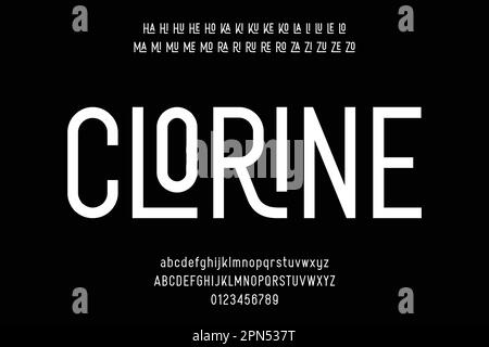 Minimal condensed alphabets font vector with ligatures Stock Vector