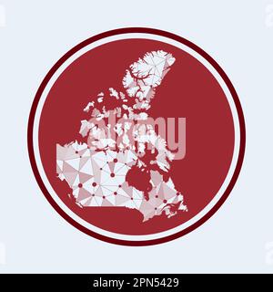 Canada icon. Trendy tech logo of the country. Geometric mesh round design. Technology, internet, network, telecommunication concept. Stock Vector