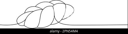 Challah, braided bread one line continuous drawing. Bakery pastry products continuous one line illustration. Vector minimalist linear illustration. Stock Vector