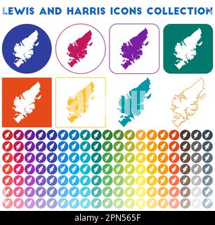 Lewis and Harris icon. Island map on dark background. Stylish Lewis and ...