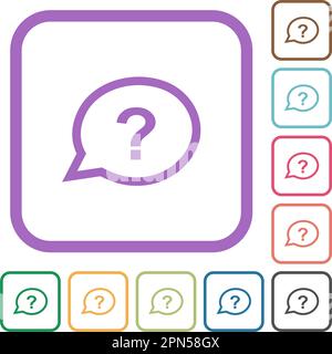 Oval help chat bubble outline simple icons in color rounded square frames on white background Stock Vector