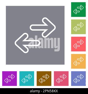 Data transfer outline flat icons on simple color square backgrounds Stock Vector