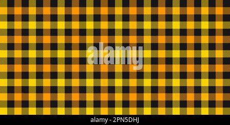 Gingham seamless pattern. Black yellow orange vichy background texture. Checked tweed plaid repeating wallpaper. Fabric design template. Vector  Stock Vector