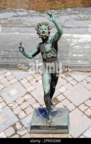 Dancing Faun, sculpture, Casa del Fauno, House of the Faun, archaeological site, Pompeii, Naples, Campania, Italy Stock Photo