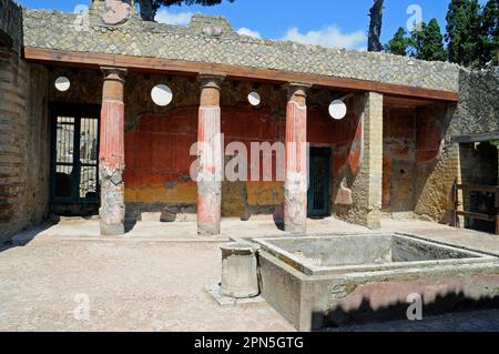 Casa del Rilievo di Telefo, archaeological site, Herculaneum, Ercolano, Naples, Campania, Italy Stock Photo