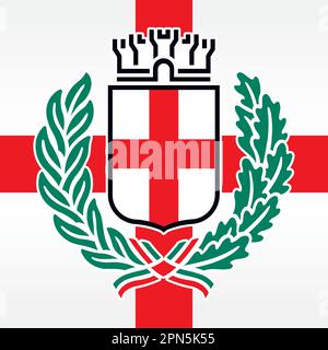 Milano, Italian city, official coat of arms on the colors of the city flag, Lombardy region, Italy, vector illustration Stock Vector