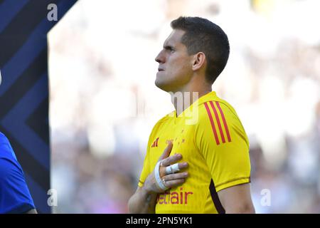 SAO PAULO,BRAZIL - APRIL 16: Rafael Cabral of Cruzeiro during a match between Corinthians and Cruzeiro of Campeonato Brasileiro 2023 at Neo Quimica Arena on April 16, 2023, in São Paulo, Brazil. (Photo by Leandro Bernardes/PxImages) Stock Photo