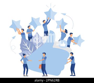 satisfactory rating concept, measurement of customer satisfaction and star rating, hand shows a class, flat vector modern illustration Stock Vector