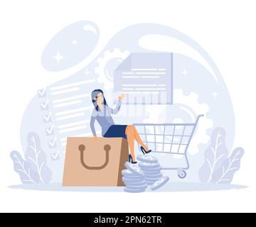 Customer loyalty concept, Consumer policy, payment terms and cash back, buyer protection, cash flow, credit card, reward program, flat vector modern i Stock Vector