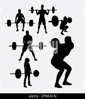 Weight lifting sport silhouettes. Good use for symbol, logo, web icon, mascot, or any design you want. Easy to use. Stock Vector