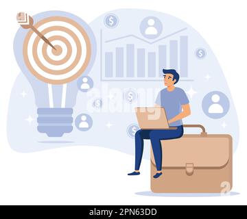 Project lifecycle concept, Project initiation and closure, deadline, documentation, business analysis, stakeholder approval, work time, flat vector mo Stock Vector