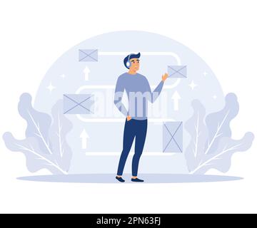 Warehouse modern technology concept, Warehouse voice tasking, automated operations, order documentation, flat vector modern illustration Stock Vector