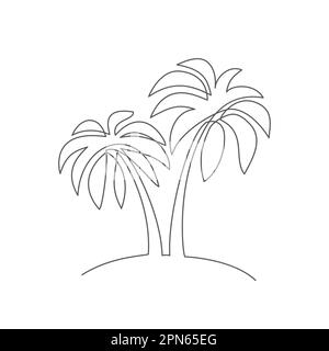 Palm One line drawing on white background Stock Vector