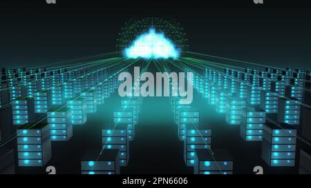 Cloud computing technology and online data transferring concept Stock Photo
