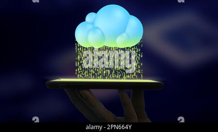 Cloud computing technology and online data transferring concept Stock Photo