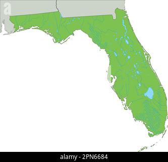 High detailed Florida physical map. Stock Vector