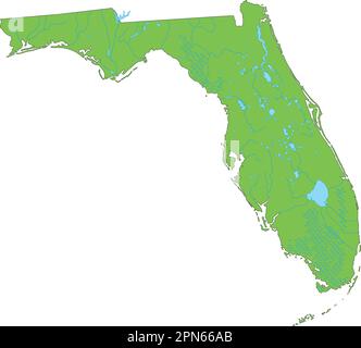 High detailed Florida physical map. Stock Vector