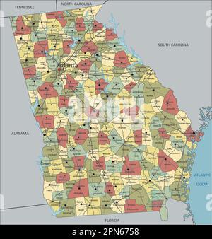 Georgia - Highly detailed editable political map with labeling. Stock Vector