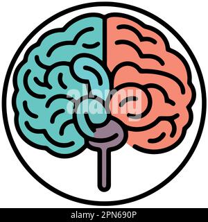 color human brain logo minimalist vector illustration Stock Vector