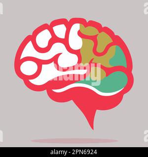 color human brain logo minimalist vector illustration Stock Vector