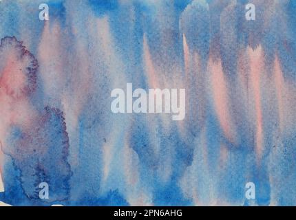 Bright with colorful watercolor stroke and spray on paper , Abstract background and texture by hand drawn blue with red with purple and pink color liq Stock Photo