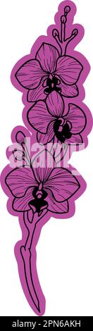 Pink orchid flower vector icon. It is a versatile illustration designed for various uses. Usable for stickers or cards, mugs or bags. Stock Vector