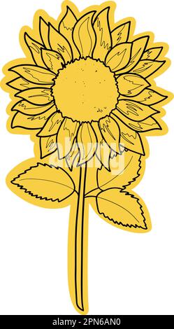Yellow sunflower vector icon. It is a versatile illustration designed for various uses. Usable for stickers or cards, mugs or bags. Stock Vector