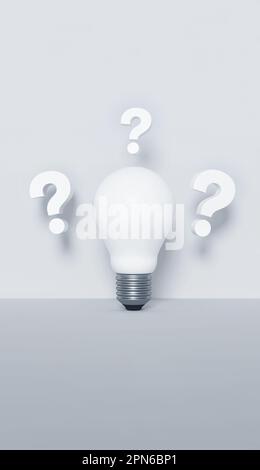 Question mark and lamp bulb, brainstorm and ideas, 3d rendering. 3d ...