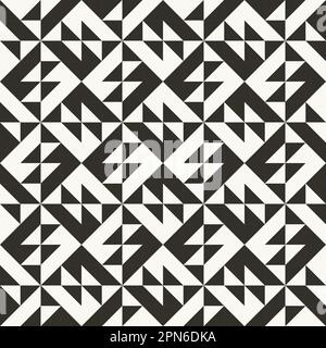 Black and white abstract geometric quilt pattern. High contrast geometric background with triangles. Simple colors - easy to recolor. Minimal backgrou Stock Vector