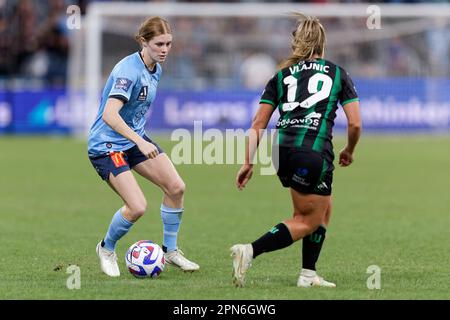 Sydney, Australia. 16th Apr, 2023. Cortnee Vine controls the ball during the match between Sydney and Western United at Allianz Stadium on April 16, 2023 in Sydney, Australia Credit: IOIO IMAGES/Alamy Live News Stock Photo